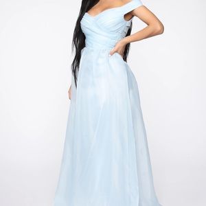 Light Blue Off the Shoulder Gown